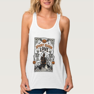 Vintage-Halloween-Skelett-gruselige-Saison-Liebe-S Tank Top