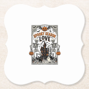 Vintage-Halloween-Skelett-Gruselige-Saison-Liebe-S Untersetzer