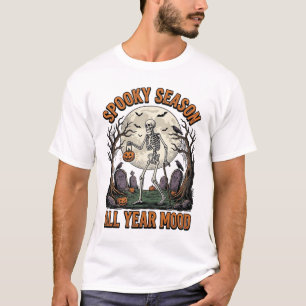 Vintage-Halloween-Skelett-Gruselige-Saison-Weiß-Sh T-Shirt