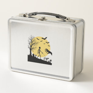Vintage-Halloween-Skelett-Hund-Mond-Vektor-Design_ Metall Brotdose
