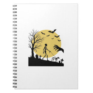 Vintage-Halloween-Skelett-Hund-Mond-Vektor-Design_ Notizblock