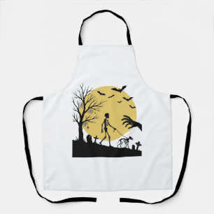 Vintage-Halloween-Skelett-Hund-Mond-Vektor-Design_ Schürze