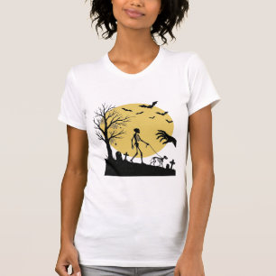 Vintage-Halloween-Skelett-Hund-Mond-Vektor-Design_ T-Shirt
