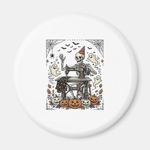 Vintage-Halloween-Skelett-Nähmaschine-Shirt De Magnet