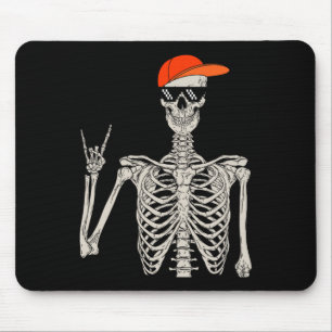 Vintage Halloween Skelett Rock On Hand Skelett M Mousepad