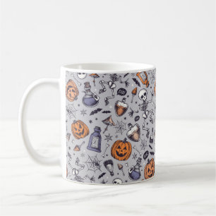 Vintage Halloween-Skelett- und Trankmuster Kaffeetasse