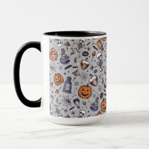 Vintage-Halloween-Skelett- und Trankmuster Tasse