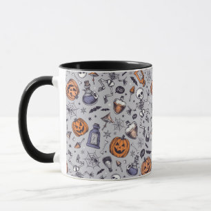 Vintage Halloween-Skelett- und Trankmuster Tasse
