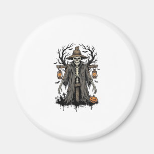 Vintage-Halloween-Skelett-Vogelscheuchen-Shirt-Des Magnet