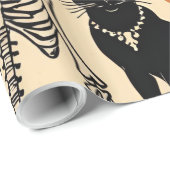 Vintage Halloween-Skelette, Black Cats & Pumpkins Geschenkpapier (Rolleneckpunkt)