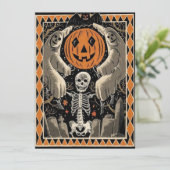 Vintage Halloween Skelettgeister und Pumpkins (Stehend Vorderseite)