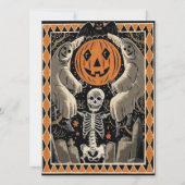 Vintage Halloween Skelettgeister und Pumpkins (Vorderseite)