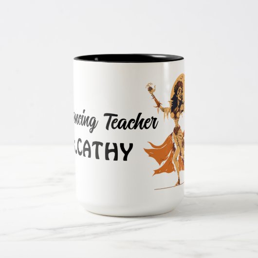 Vintage Halloween-Skeletttänzerin Zweifarbige Tasse (Mittel)