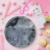 Vintage Halloween-Skull und Crow Pappteller (Party)