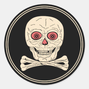 Vintage-Halloween-Skull und Kreuzknochen Runder Aufkleber