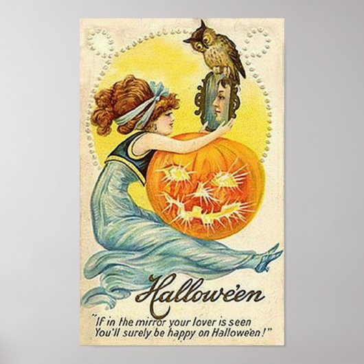 Vintage Halloween-Spiegelkarte Poster (Vorne)