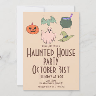 Vintage-Halloween-Spookhaus-Handarbeit Einladung