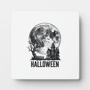 Vintage-Halloween-Spookhaus-Mond-Shirt-Design_ Fotoplatte