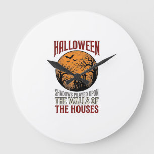 Vintage-Halloween-Spookhaus-Mond-Shirt-Design_ Große Wanduhr