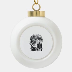 Vintage-Halloween-Spookhaus-Mond-Shirt-Design_ Keramik Kugel-Ornament