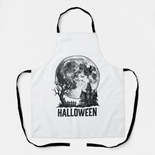 Vintage-Halloween-Spookhaus-Mond-Shirt-Design_ Schürze