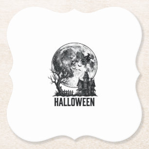 Vintage-Halloween-Spookhaus-Mond-Shirt-Design_ Untersetzer