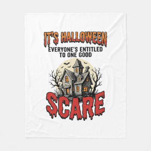 Vintage-Halloween-Spookhaus-Schreck-Shirt-Design Fleecedecke