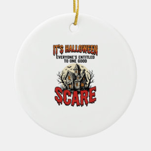 Vintage-Halloween-Spookhaus-Schreck-Shirt-Design Keramik Ornament
