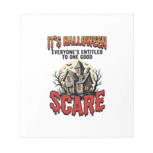 Vintage-Halloween-Spookhaus-Schreck-Shirt-Design Notizblock