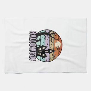 Vintage-Halloween-Spookhaus-Shirt-Design_1 Geschirrtuch