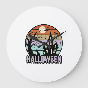 Vintage-Halloween-Spookhaus-Shirt-Design_1 Große Wanduhr