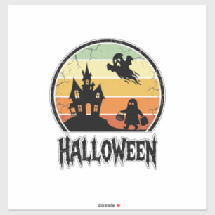 Vintage-Halloween-Spookhaus-Sonnenuntergangs-Shirt Aufkleber