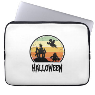 Vintage-Halloween-Spookhaus-Sonnenuntergangs-Shirt Laptopschutzhülle