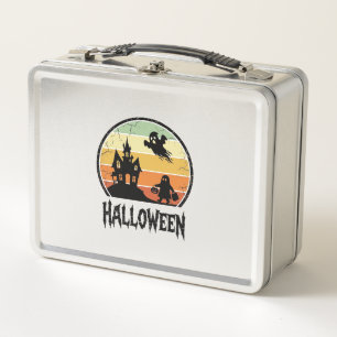 Vintage-Halloween-Spookhaus-Sonnenuntergangs-Shirt Metall Brotdose