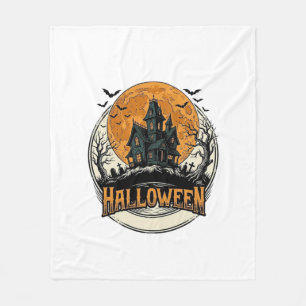 Vintage-Halloween-Spookhaus-Vektordesign_1 Fleecedecke