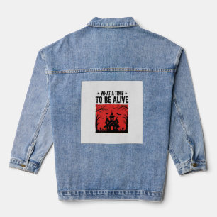 Vintage-Halloween-Spookhaus-Was für eine Zeit T-Sh Jeansjacke