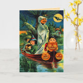 Vintage Halloween Spooky Karte (Gelbe Blume)