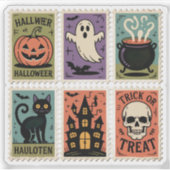 Vintage Halloween Spooky Stamps Sticker Sheet (Vorderseite)