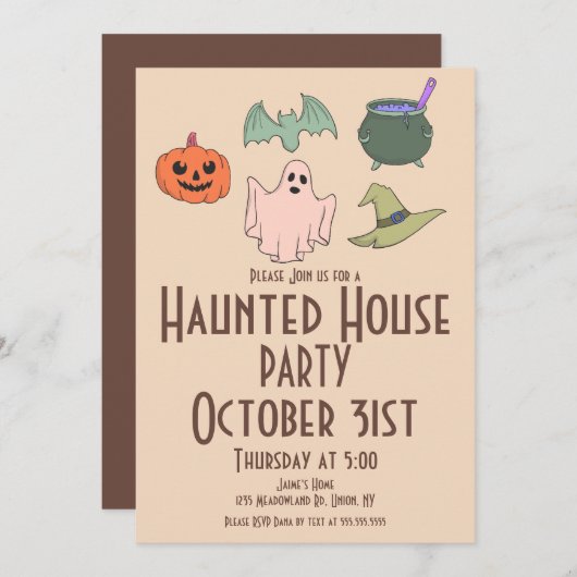 Vintage Halloween Spuk House Hand Einladung (Vorne/Hinten)