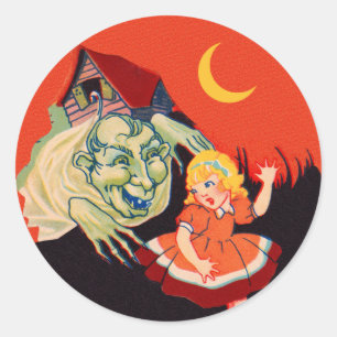 Vintage Halloween Spukhaus Geist Runder Aufkleber