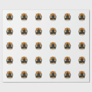 Vintage Halloween Spukhaus Vektor Design_1 Geschenkpapier