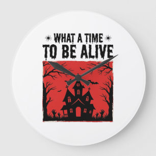 Vintage Halloween Spukhaus Was Für Eine Zeit Shirt Große Wanduhr