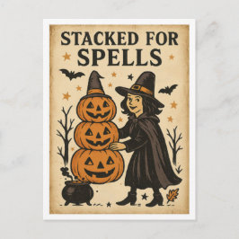Vintage Halloween Stacked for Spells Postkarte