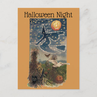 Vintage Halloween Starnight Postkarte
