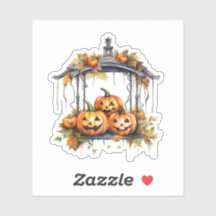 Vintage Halloween Sticker Drei glückliche Kürbis