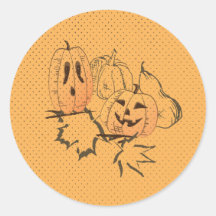 Vintage Halloween-Sticker-Runde
