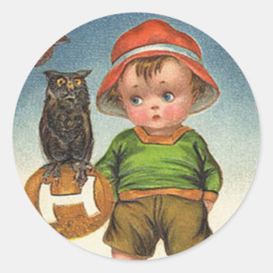 Vintage Halloween-Sticker - Trick oder Trete Runder Aufkleber