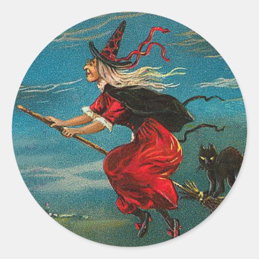 Vintage Halloween-Sticker - Trick oder Trete Runder Aufkleber (Vorderseite)