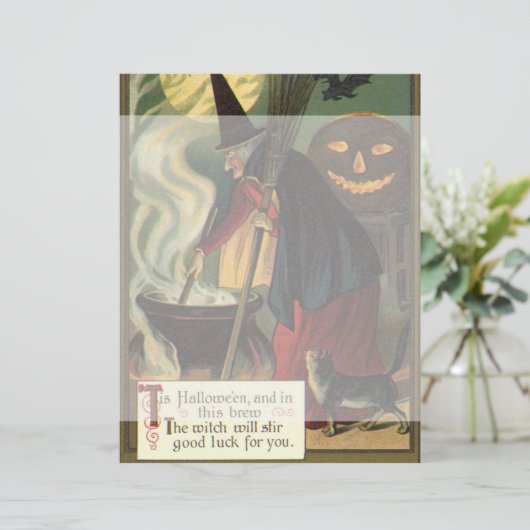 Vintage Halloween-Stirring Magic Cauldron (Stehend Vorderseite)