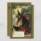 Vintage Halloween-Stirring Magic Cauldron Einladung (Vorne/Hinten)